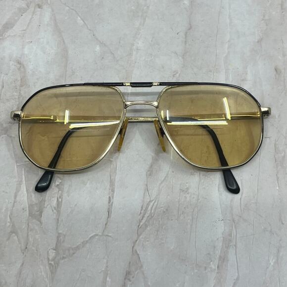 Gold Tone Black Enamel Aviator 55-17-140 Sunglasses Eyeglasses Frames TG7-G5-7